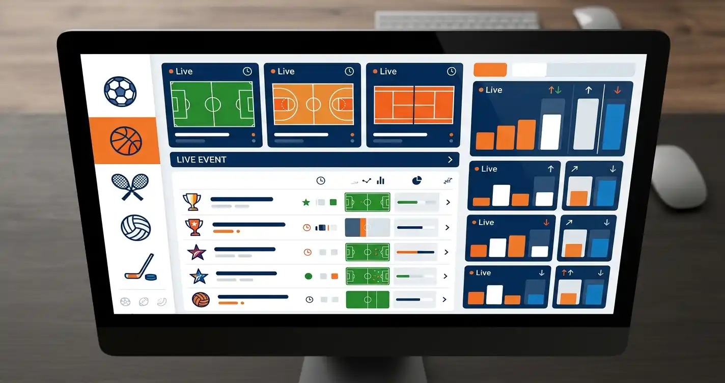 Livebereich mit Spielstand und statistischen Angaben zu laufenden Begegnungen